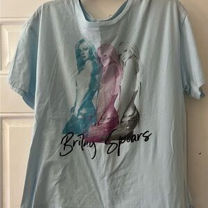 Britney Spears Graphic Tee in Light Blue with Multicolor Print
